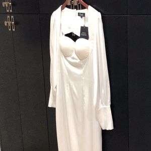 Halifax White Satin dress. Never worn!